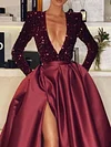 Spaghetti-Neck Split-Joint Long Sleeves Maxi Dress