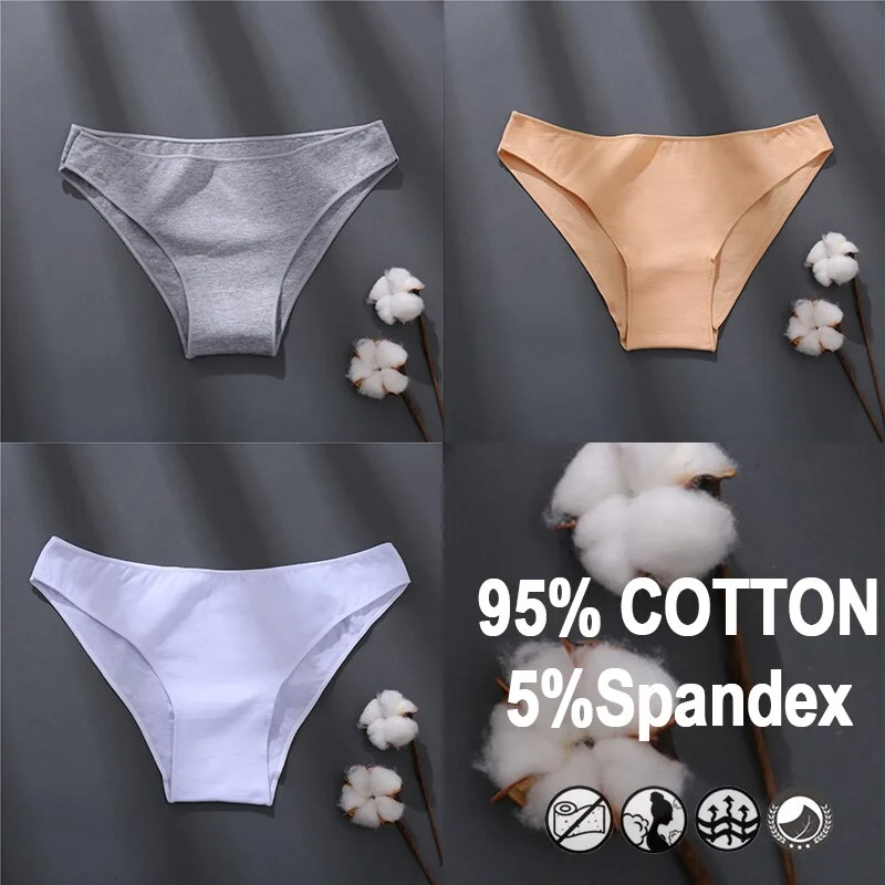 Billionm Women Sexy Cotton Panties Solid Color Underwear Simple Style Briefs Low Waist Breathable Panties Female Soft Intimates Lingerie