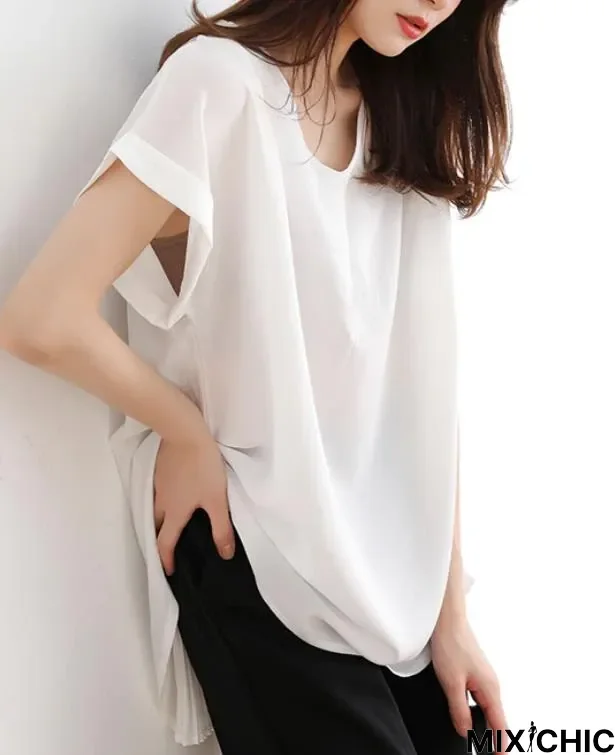 Women Blouses Vintage O Neck Short Sleeve Shirt Casual Loose Solid Tops Plus Size