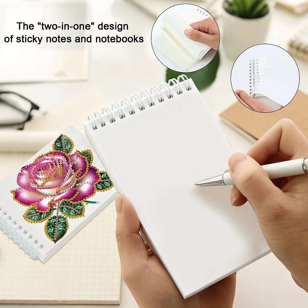 2 Pack Rose DIY Diamond Art Spiral Notebook Kit 80Pages No Lines Gifts for Adult
