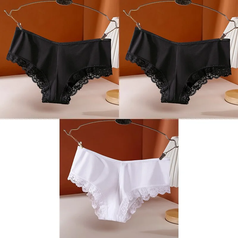 Billionm Sexy Women's Panties Low-Rise Hollow Out Cross Underwear Ice Silk Lace Female Comfort Seamless Lingerie