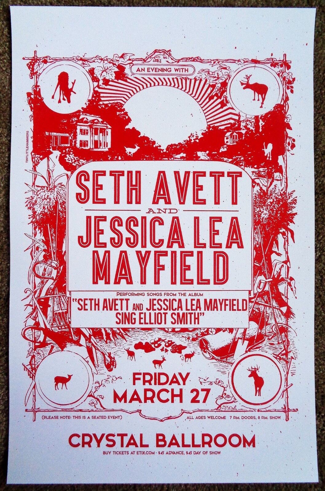 SETH AVETT & JESSICA LEA MAYFIELD 2015 POSTER Concert ELLIOT SMITH Gig