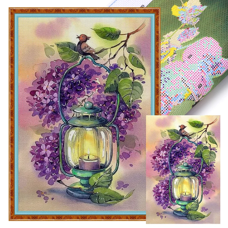 【Huacan Brand】Lavender And Kerosene Lamp 11CT Stamped Cross Stitch 40*60CM