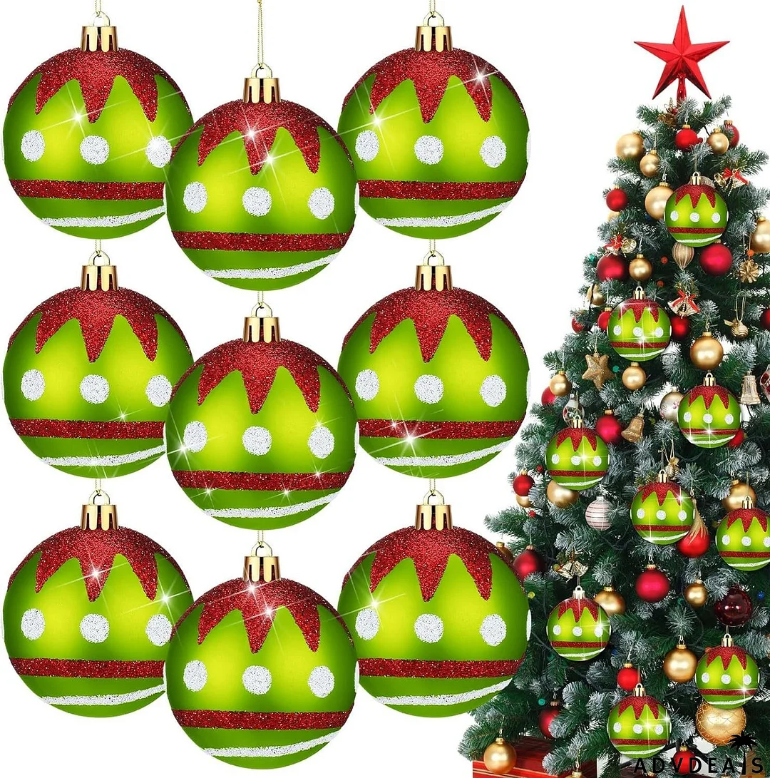 Black and White Christmas Ball Ornaments - Fresh Style, Set of 12