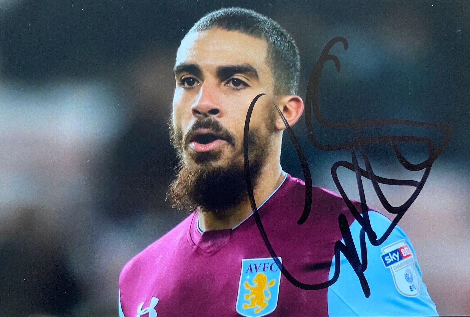 Lewis Grabban Hand Signed 6X4 Photo Poster painting - Aston Villa