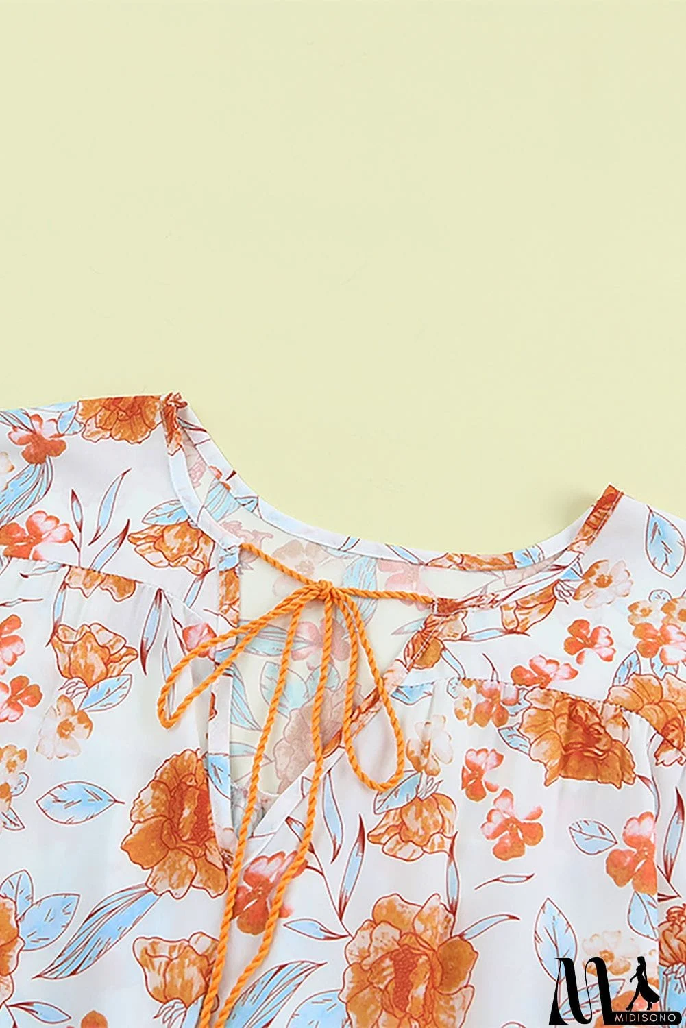 MidiSono - Split V Neck Floral Print Dolman Blouse