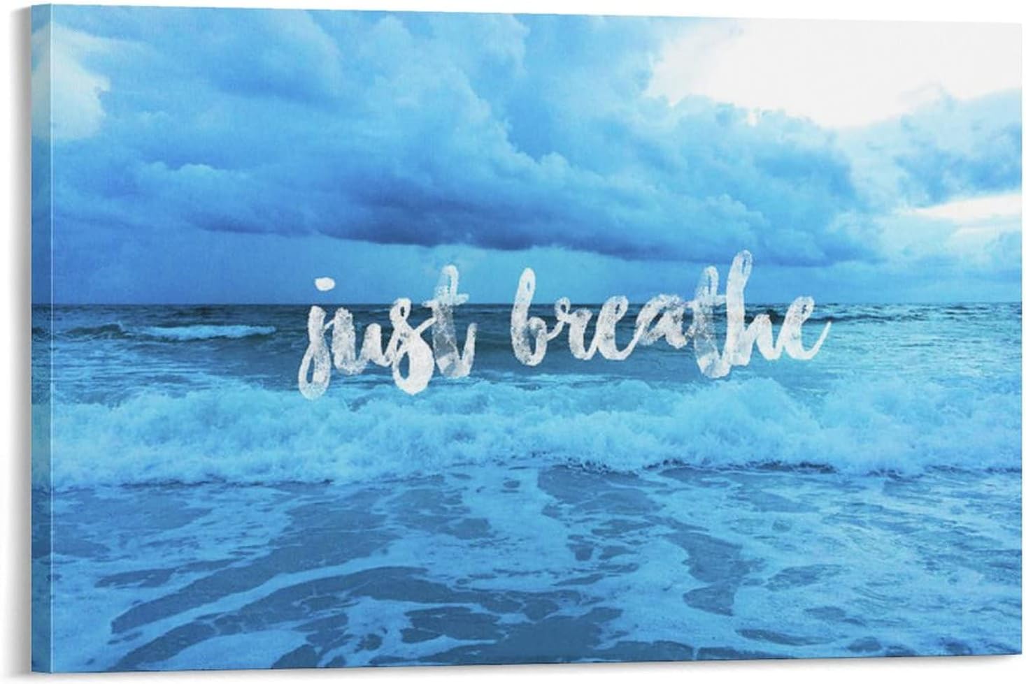 Posters Inspirational Quotes Ocean Wall Art Blue Waves Wall Art Beach Painting Canvas Wall Art for Living Room Bedroom Office Kitchen Decor 08x12inch(20x30cm) Frame-Style 08x12inch(20x30cm)
