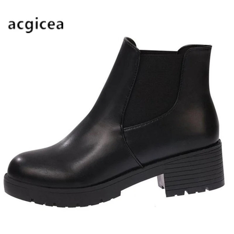 2020 new Hot style Fashion women boots Round head thick bottom PU leather waterproof woman snow boots free shipping c158