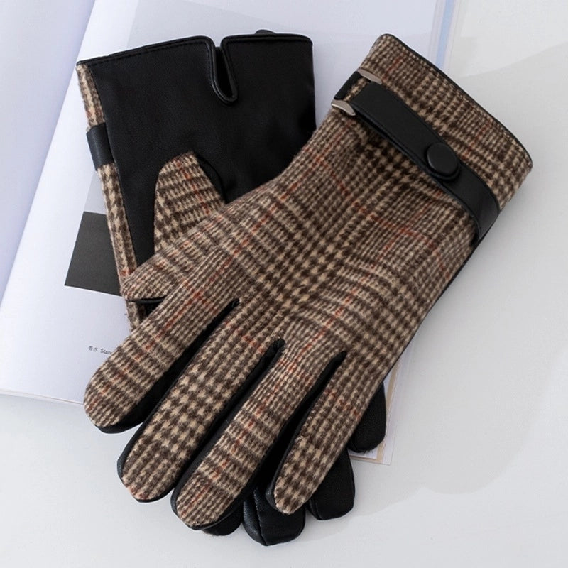 Men’s Business Retro Plaid Gloves 1 Set