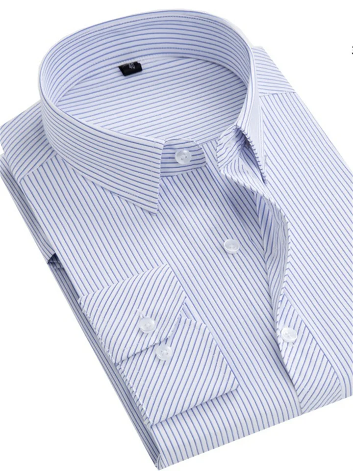 Men's Button Up Shirt Dress Shirt Collared Shirt Non Iron Shirt A B C Long Sleeve Striped Collar Spring & Fall Wedding Work Clothing Apparel Button-Down
