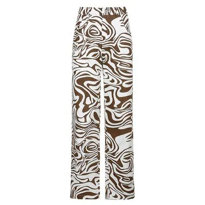 Y2K Zebra Print Straight Pant Capris Women E-girl Harajuku Baggy High Waist Casual Vintage KoreanStyle HipHop Streetwear Female