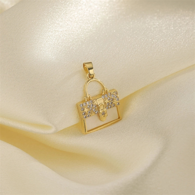 1 PCS/Package Hole 10mm+ Copper Zircon 18K Gold Plated Heart Shape Flower Pendant