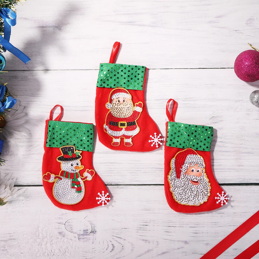 3pcs DIY Diamond Painting  Christmas Stockings Hanging Pendants
