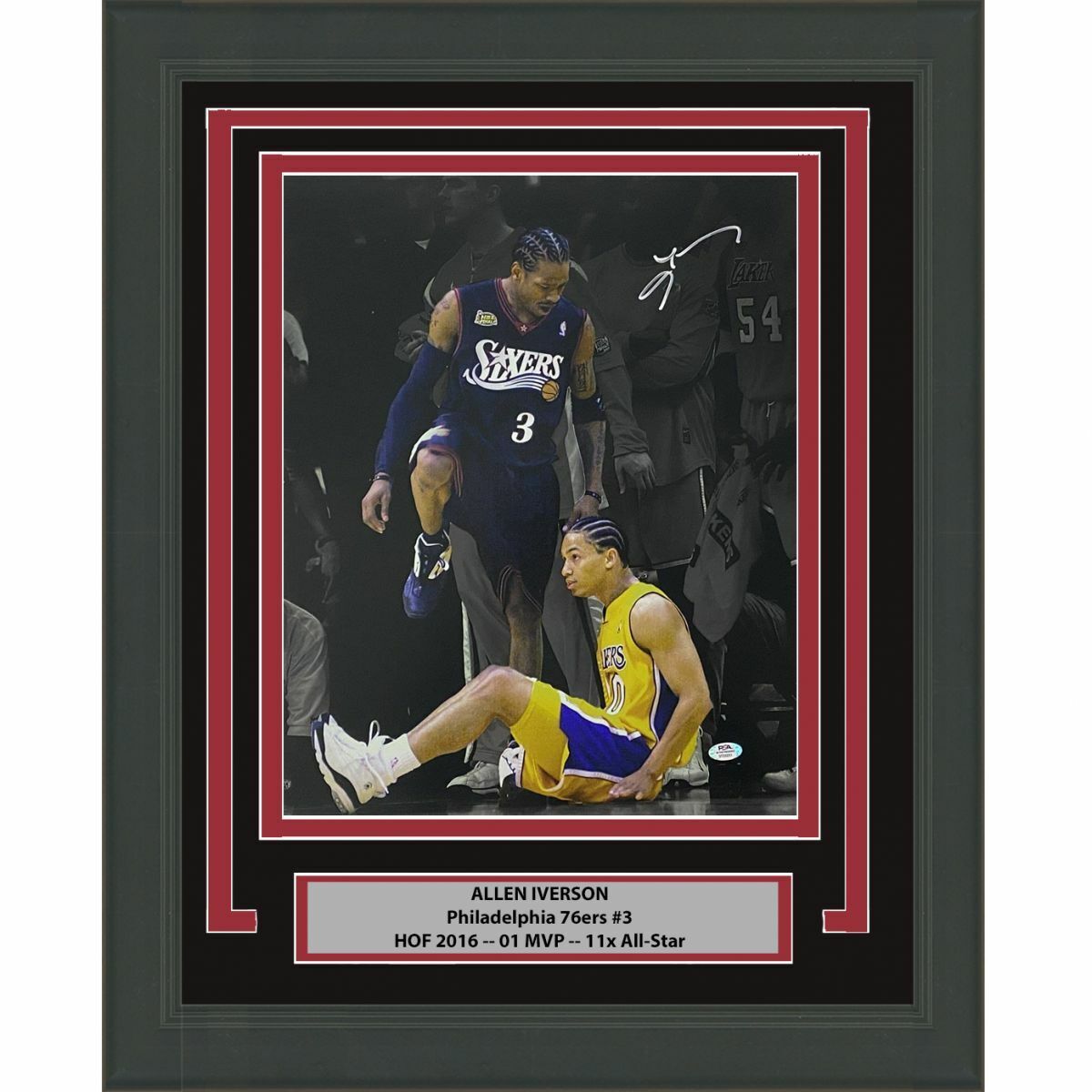 FRAMED Autographed/Signed ALLEN IVERSON Spotlight Step-Over 16x20 Photo Poster painting PSA COA