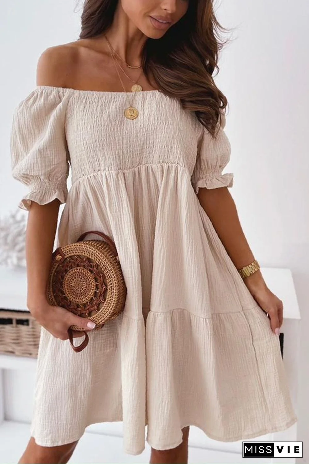 Enchanted Off The Shoulder Smocked Loose Dress