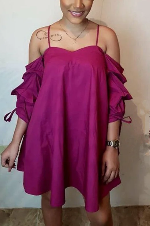Sexy Fashion Stitching  Off Shoulder  Dress