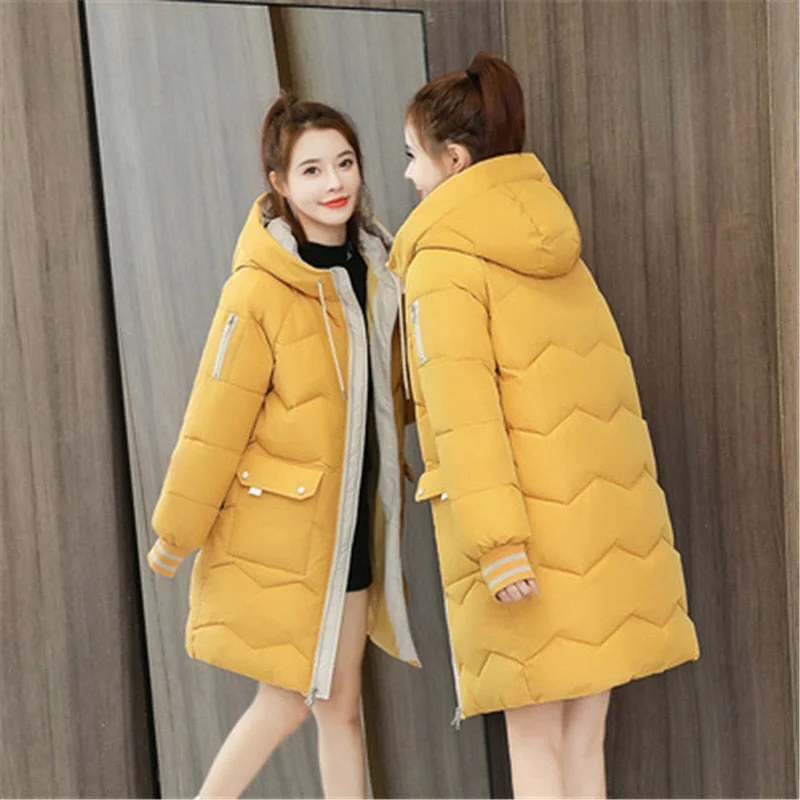 High Quality Winter Jacket Women Parker Thick Down Cotton Jacket Large Size Mid-Long Hooded Outerwear Women Warm Winter Coat