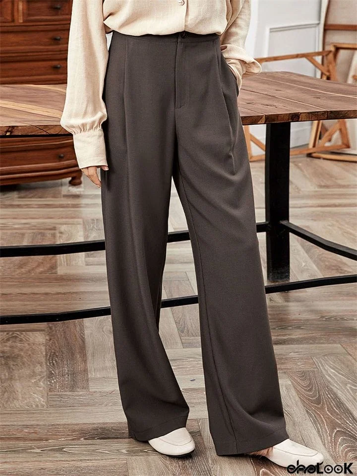 Women's Extra Loose Office Wear Straight Leg Suit Pants