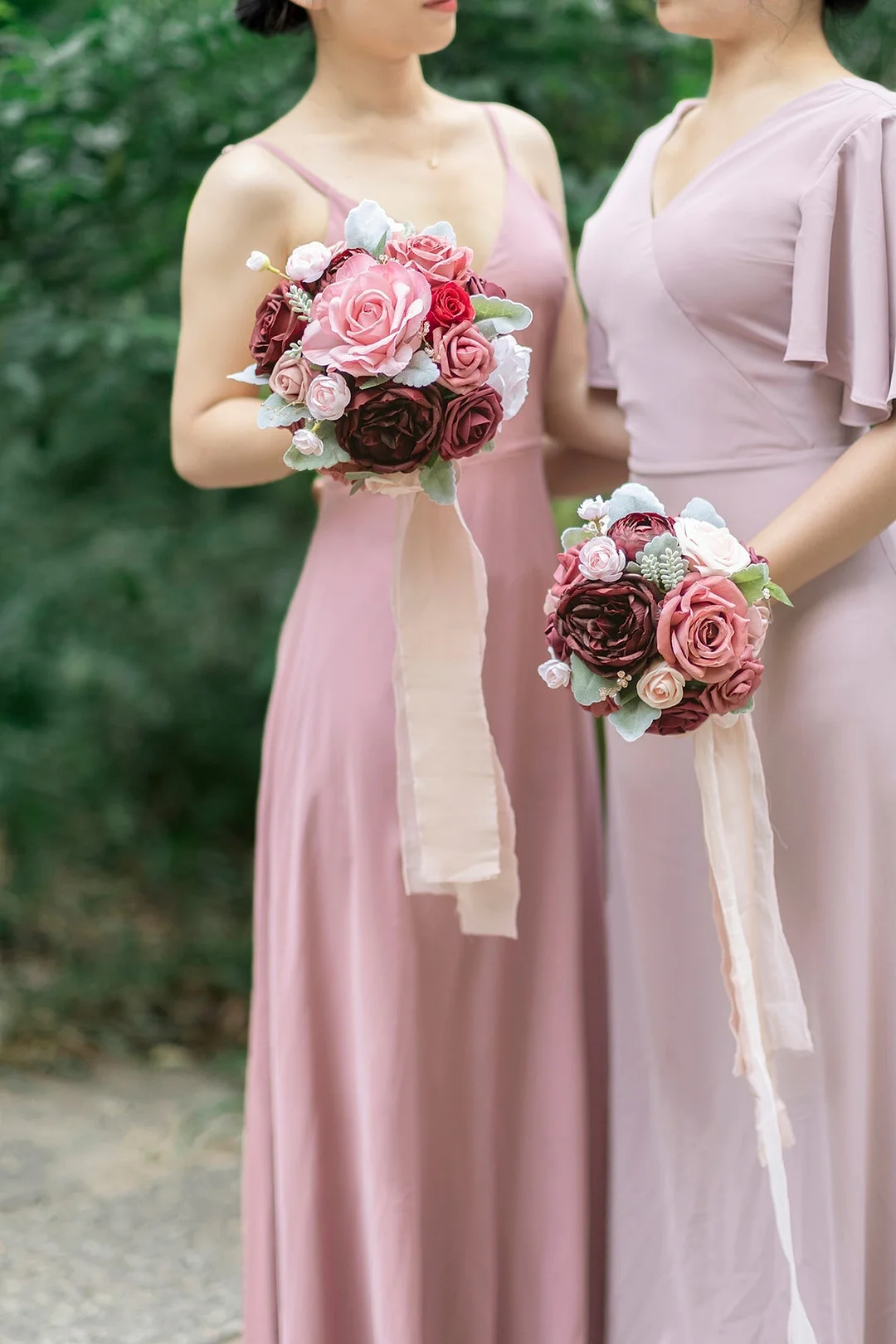 Maid of Honor & Bridesmaid Bouquets in Loving Cinnamon Rose