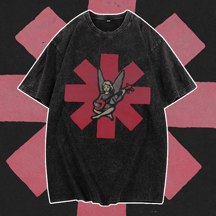 Davidhawaii100% Cotton Casual Eye-catching retro abstract rock band logo double-sided street T-shirt - 100% Cotton