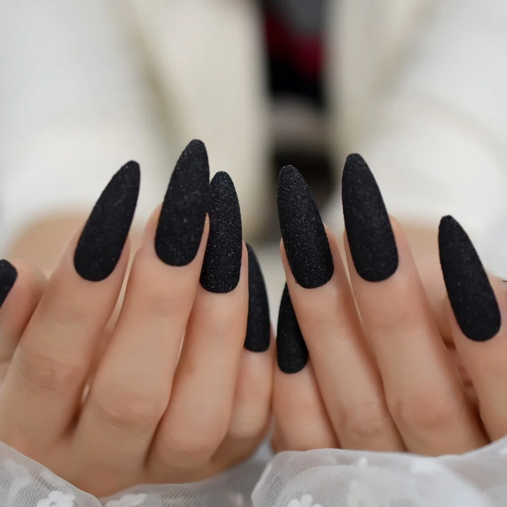 Extra Long Stiletto Faux Ongles Spirit Clear Nail Art Tips Gold Giltter Decorative Predesigned False Nails Shimmer for Party-Nail Inspo