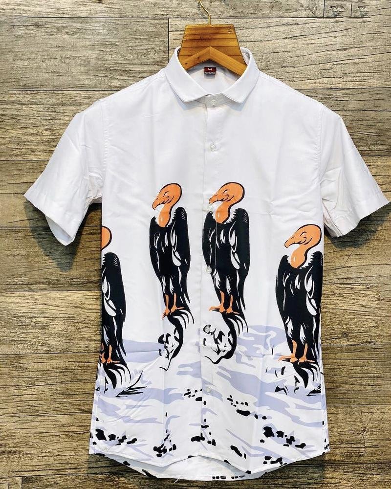 Men Bird Pattern Shirts