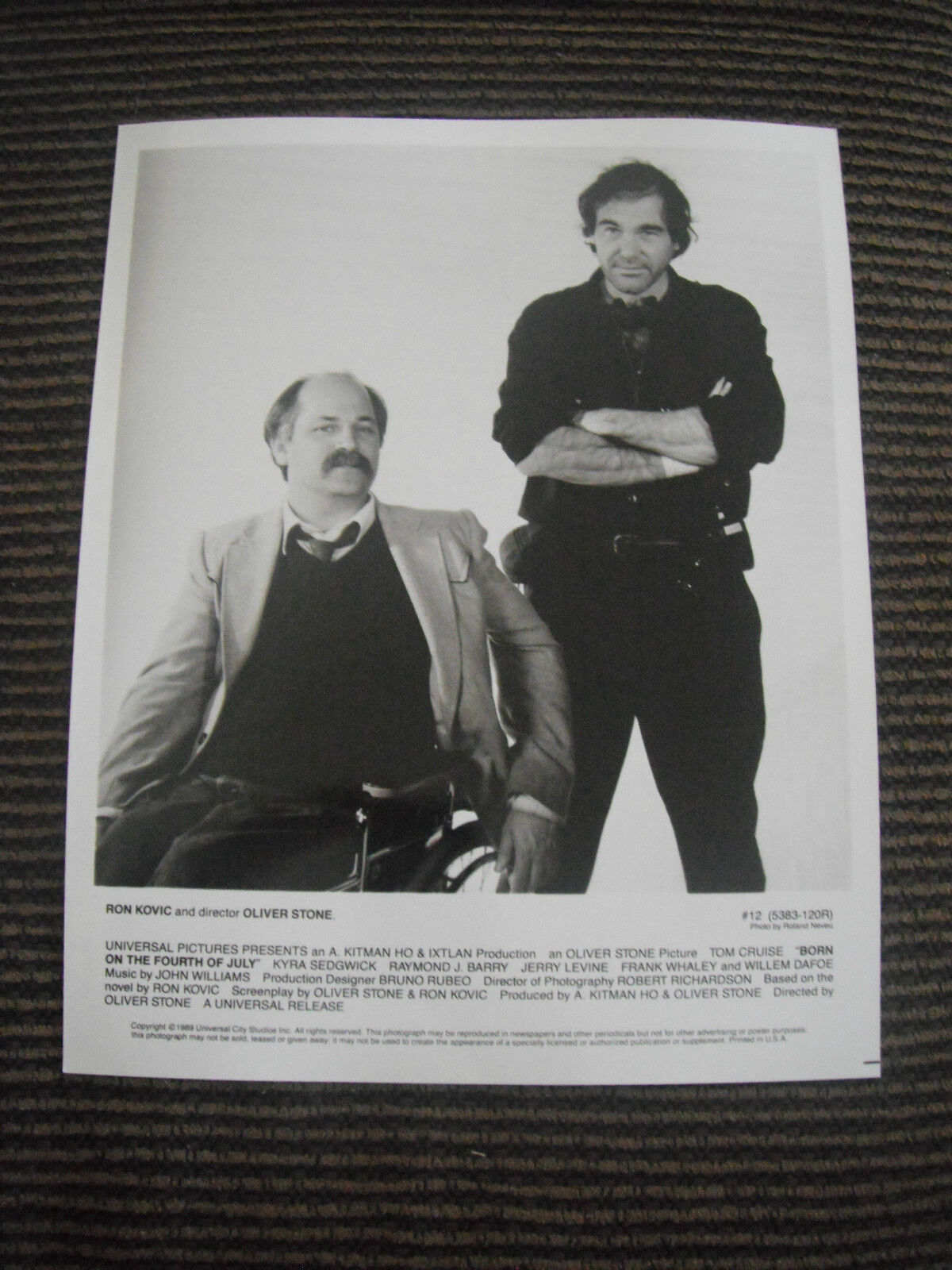 Ron Kovic Oliver Stone Born on the 4th July B&W Photo Poster painting Photo Poster paintinggraph Promo Movie