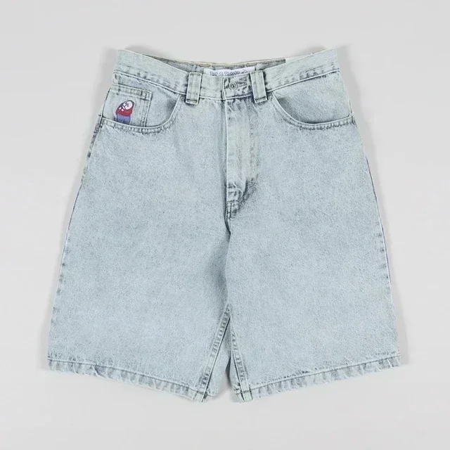 Bonusbuk American Shorts Y2K Jeans Mens Womens Harajuku Retro Hip Hop Rhinestones Sequins Baggy Denim Gym Shorts High Waist Casual Shorts