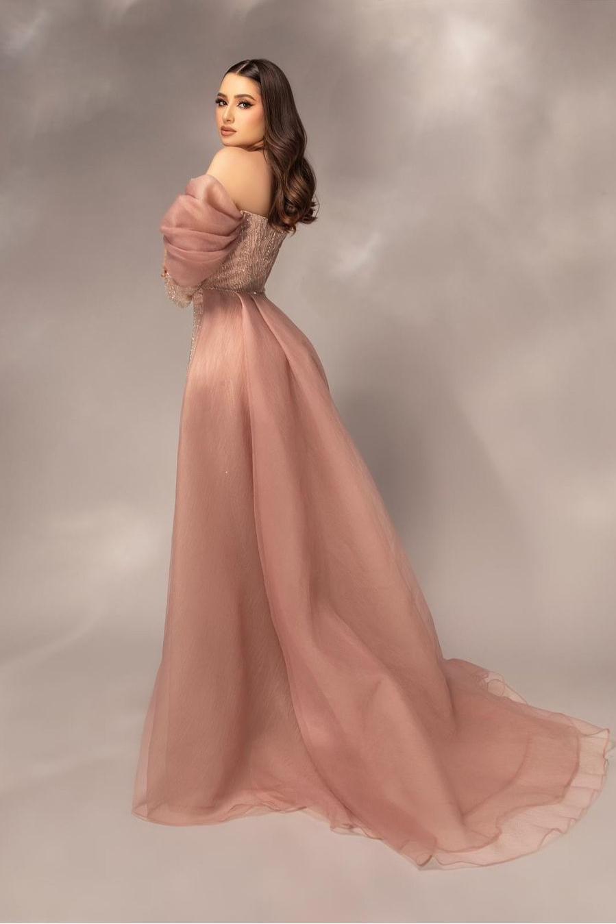 Daisda Glamorous Sequins Off the Shoulder Long Sleeves Mermaid Prom Dress with Pleated