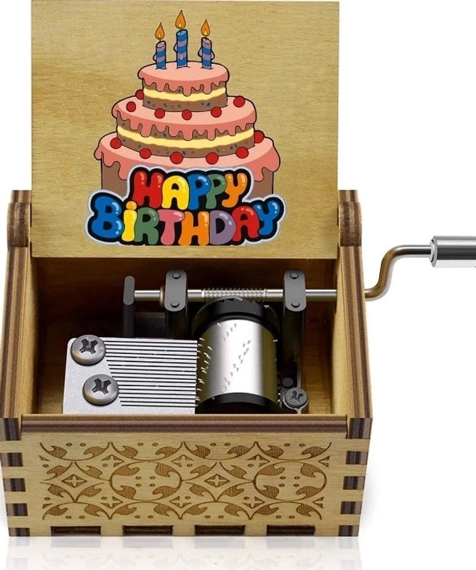Happy Birthday Creative Painted Wooden Hand-cranked Simple Modern Music Box