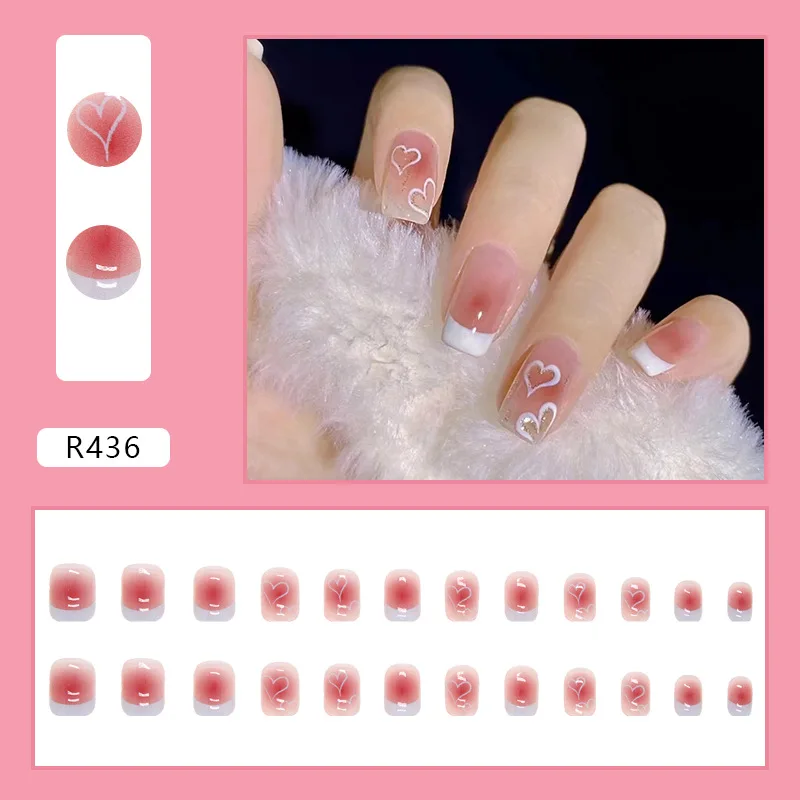 Cnneeds Pink Gradient Coffin Nails – Glossy Press On Nails for Women  