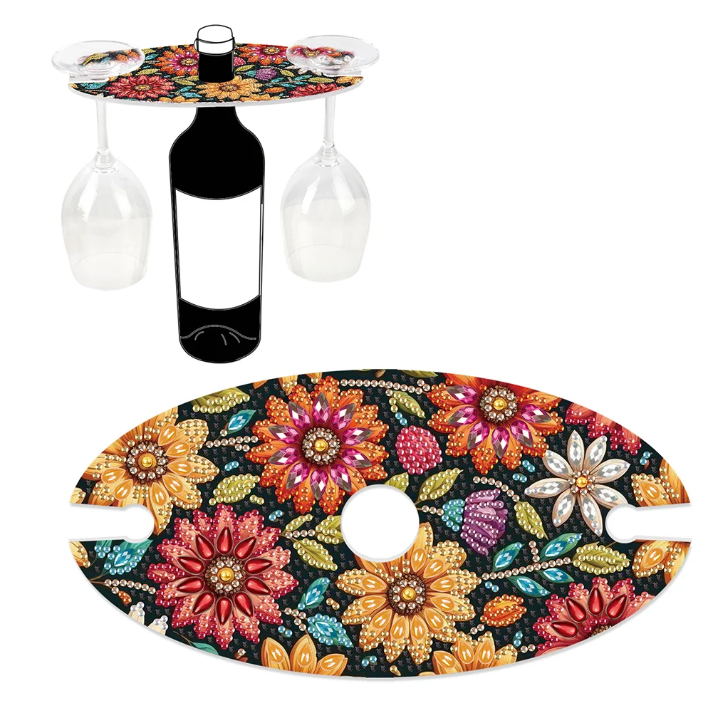 DIY Flower ArtSpecial Shape Acrylic Diamond Art Wine Glass Organizer for Bar