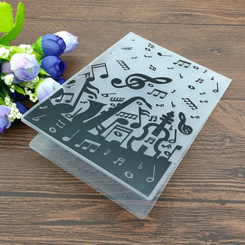PLASTIC EMBOSSING FOLDER guitar music birthday scrapbook album card gift packing decoration cutting dies paper craft stencils