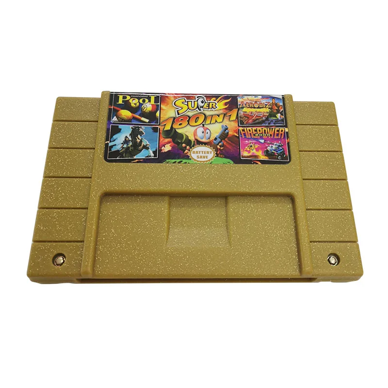16 Bit Game Card - Super 180 in 1 Classic Collection SNES Multicart Super NES Games Cartridge for Retro SNES Game Console | English Language NTSC US Version