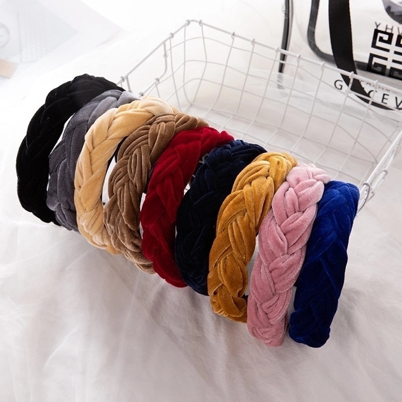 Europe And The United States Net Red Golden Velvet Braided Headband Woven Temperament Simple Knotted Headband Hair Accessories Manufacturers