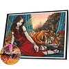 Tiger Mädchen 5d DIY volle Runde teilweise ab Bohrer Dimond Gemälde Wohnkultur55x45cm