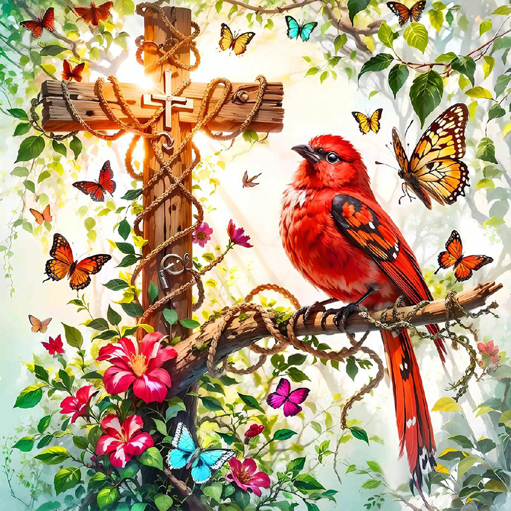 Cross Cardinal 40*40cm(canvas) full round drill diamond painting