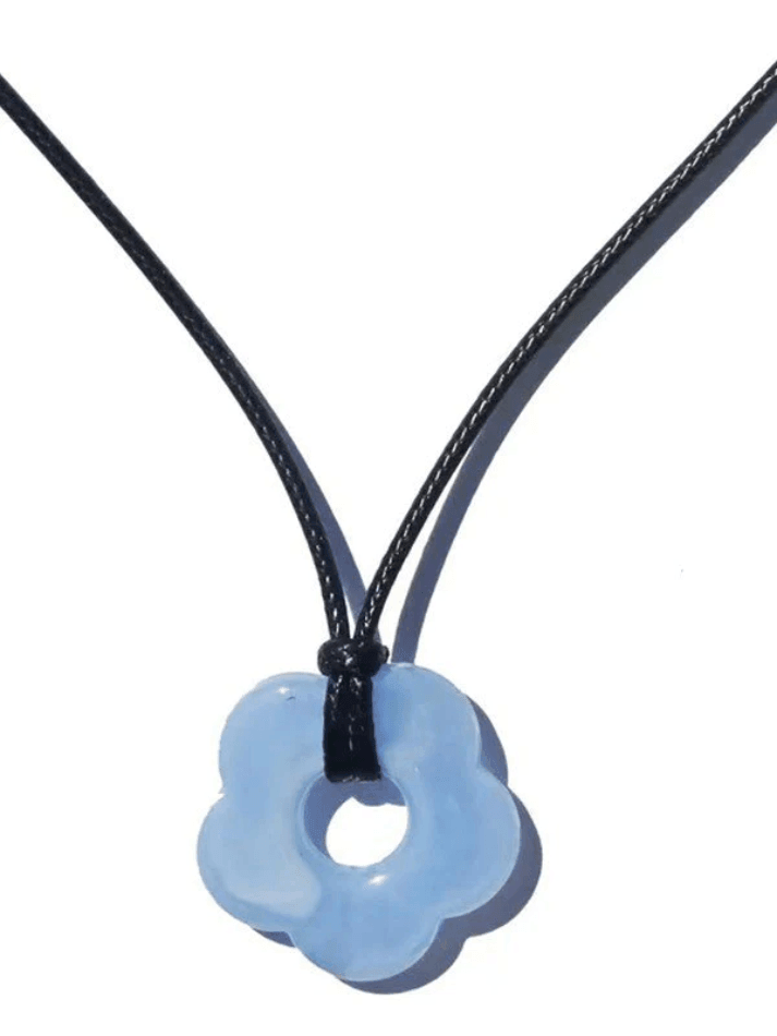 Brownm Hollow Out Flower Pendant Rope Necklace