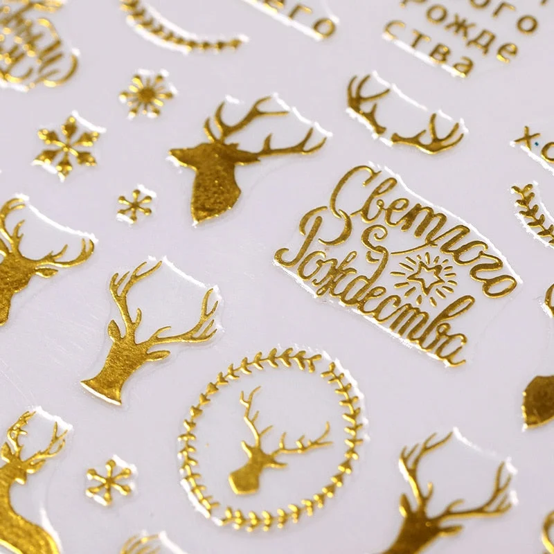 Christmas Metaliic Nail Sticker For Women Part Hand Decoration Nail Art Decorations Gold Stickers For Nail Girls Ladies