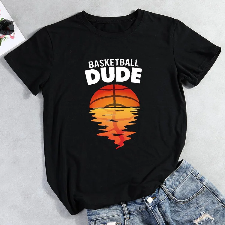 Basketball Sunset  Round Neck T-shirt-Annaletters