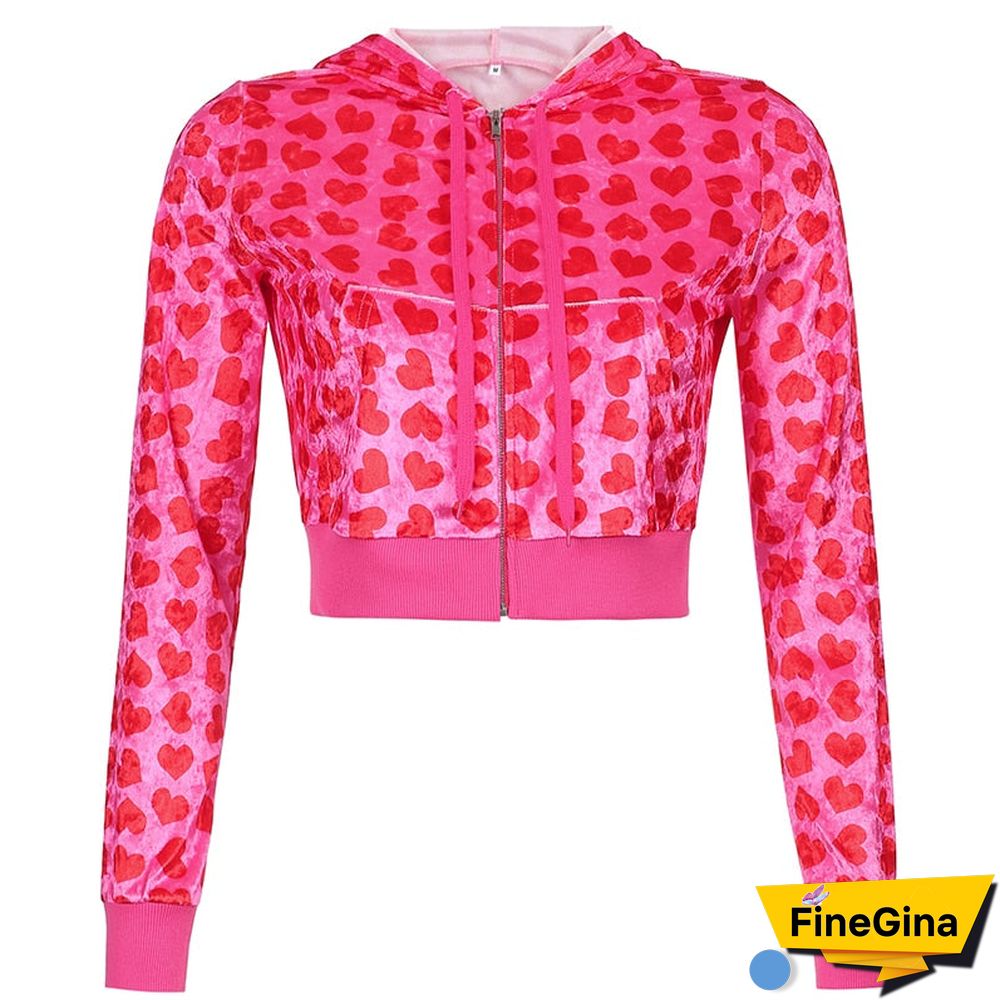 Weekeep Pink New Cute Heart Velvet Straight Trousers Streetwear Women Lace Up High Waist Baggy Pants Autumn Casual Sporty Jogger