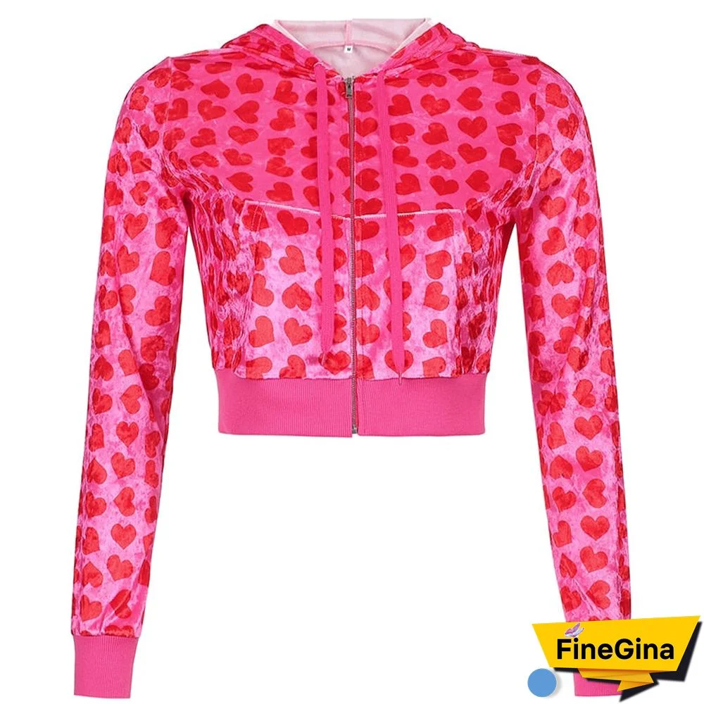 Weekeep Pink New Cute Heart Velvet Straight Trousers Streetwear Women Lace Up High Waist Baggy Pants Autumn Casual Sporty Jogger