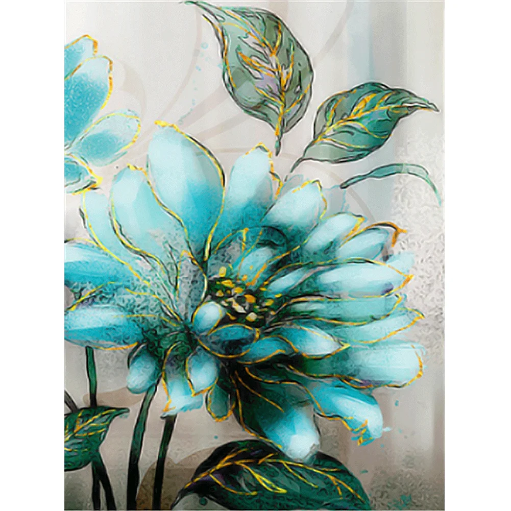 Blue Flower - Full Square - Diamond Painting(30*40cm)