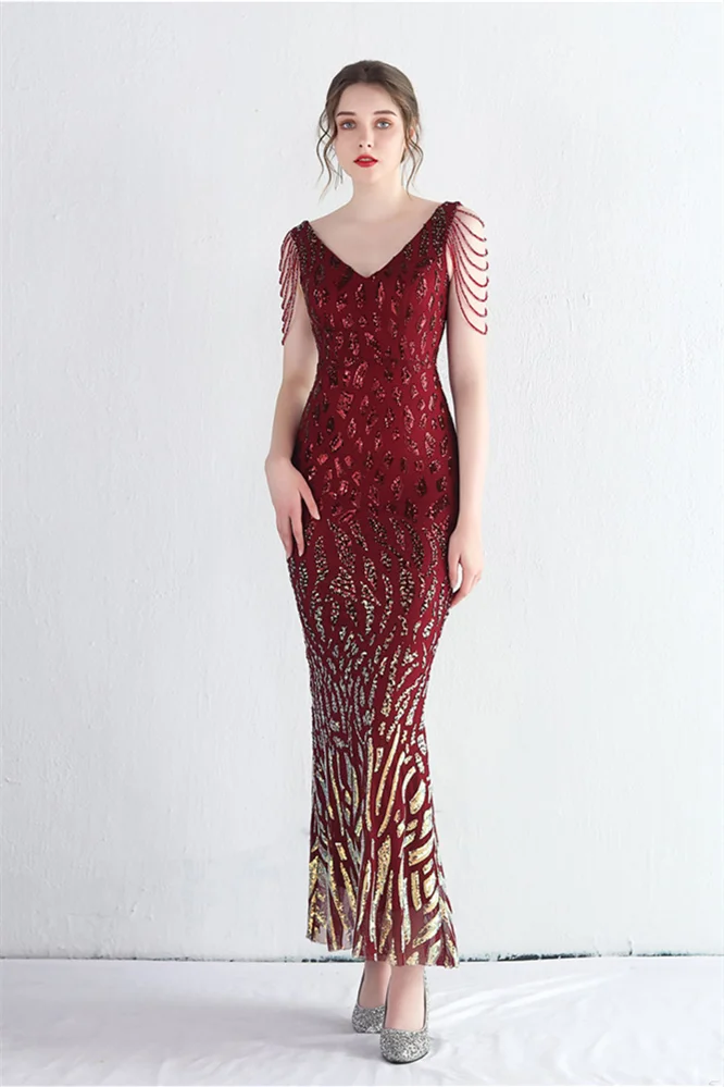 Classy Sequins V-Neck Evening Party Gowns Mermaid YE0106 - lulusllly