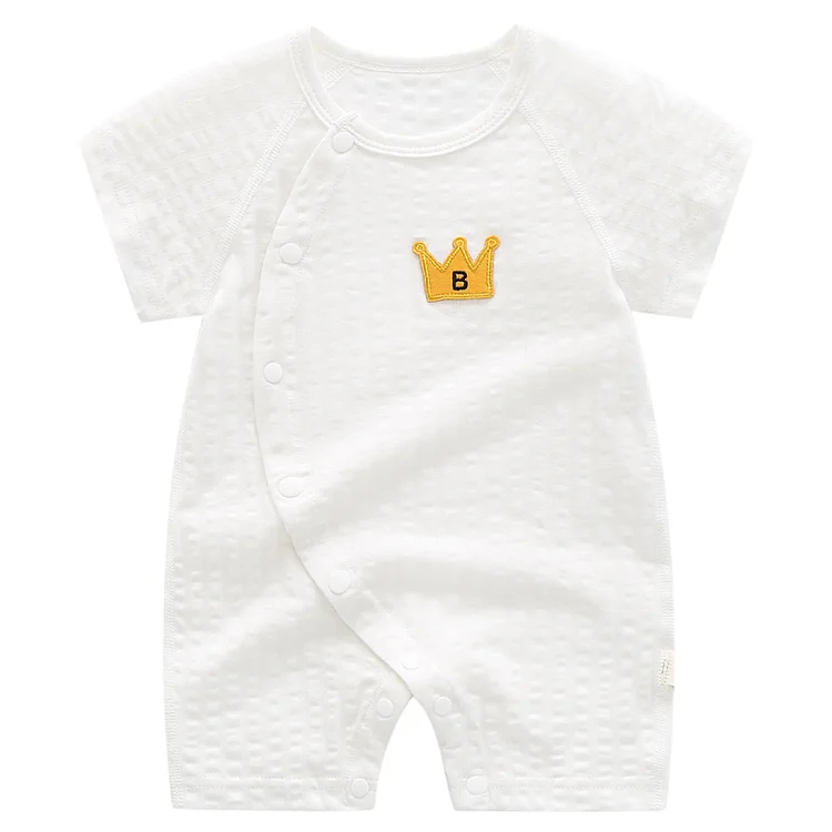 Baby Crown Short Sleeve Boneless Solid Romper