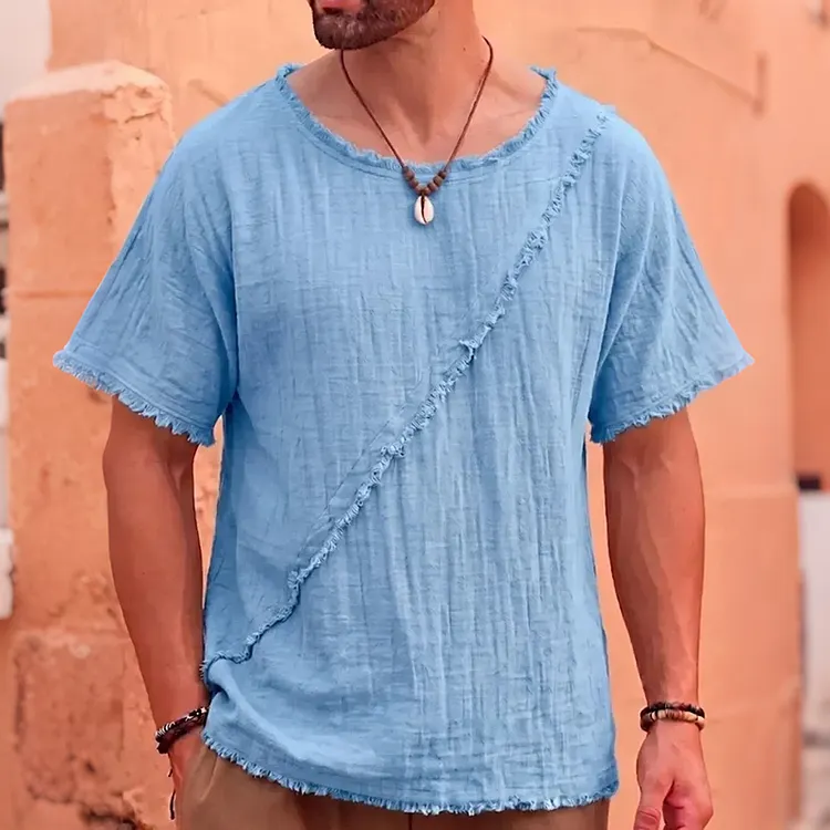Men's Solid Color Linen Blend T-shirt