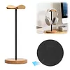 Headphone Stand with Solid Wooden Base Desktop Gaming Earphone Holder Anti-Slip for Organizing All Headphones Accessories