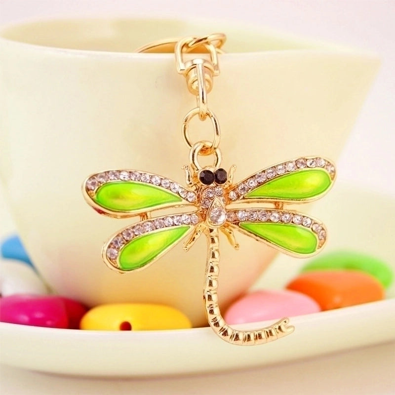 Dripping Craft Small Gift Green Dragonfly Keychain