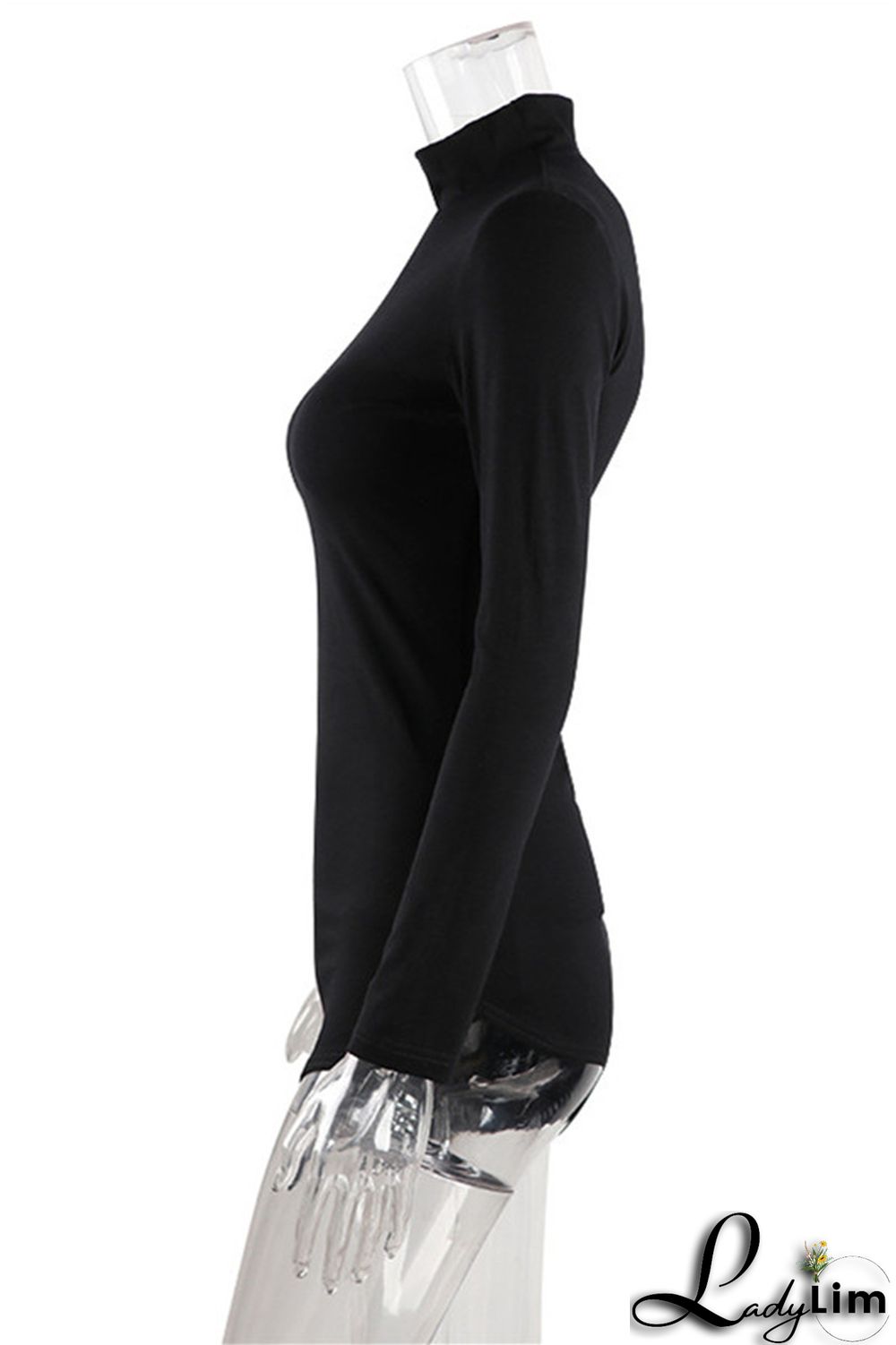 Black Fashion Sexy Solid Asymmetrical Turtleneck Long Sleeve Dresses