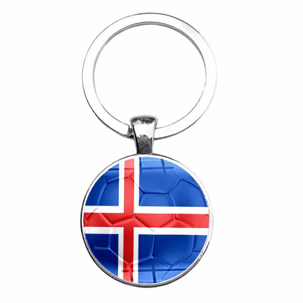 

National Flag Keychain Key Ring Glass Keyring Football Fans Gift, Iceland, 501 Original